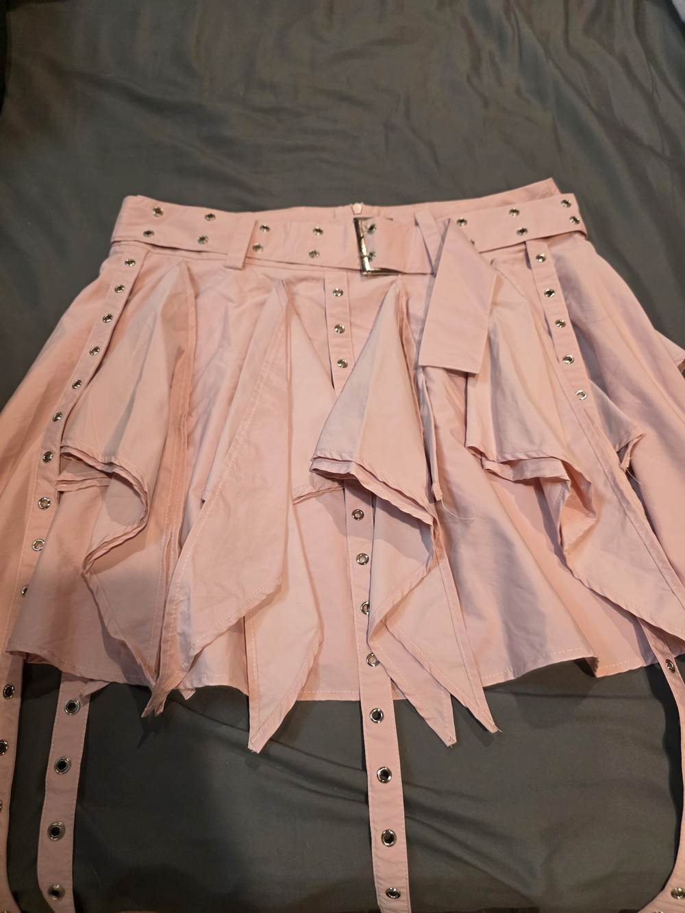 Women’s Pink Ruffled Eyelet Detail Mini Skirt